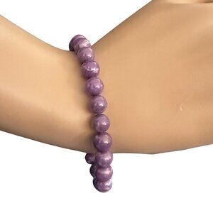 Purple Amethyst Crystal Bracelet Size 6.25" Healing Gemstone Beads 8-9mm Stones